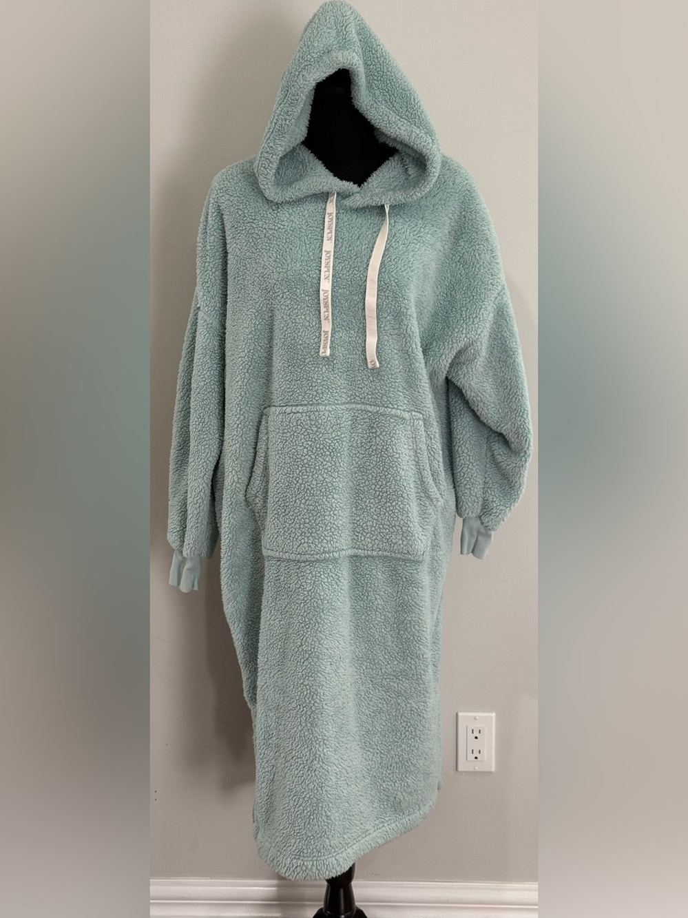 Joyspun L Plush Hooded Sherpa Lounger Dress in Lt Blue 833